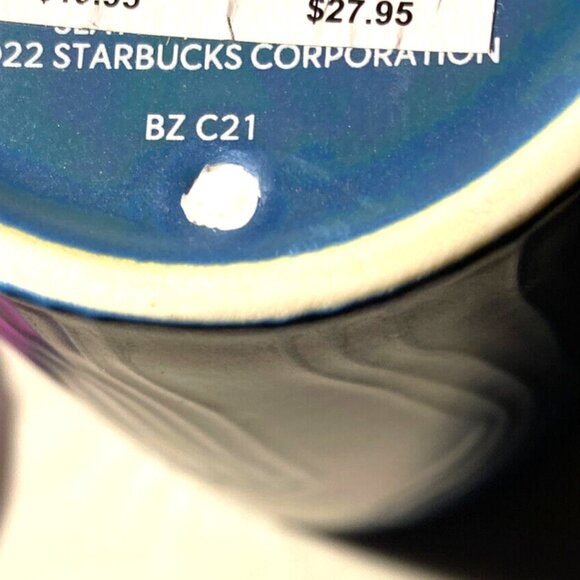 Starbucks 2022  12oz Mug Iridescent Blue Purple Wave Twist Open Lid Coffee Tea - Picture 5 of 16
